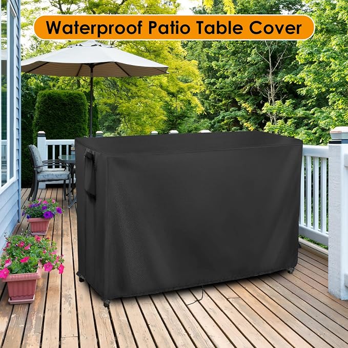 Kingling Outdoor Table Cover for Outdoor Bar Table, 78 Inch Waterproof Patio Bar Table Cover Outdoor Prep Table Covers - 78''L x 36''W x 43''H(Black)