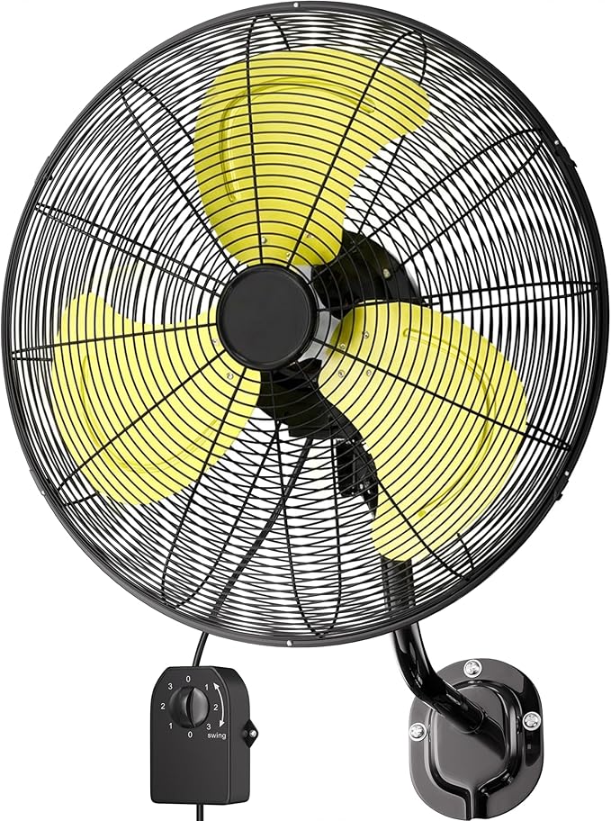 Uthfy 20" Wall Mount Fan,7200CFM High Velocity Wall Fan with 3-Speed,Outdoor Heavy Duty Industrial Oscillating Fan,Ideal for Patio,Garage,Shop,Warehouse,Factory,Greenhouse,Commercial,Porch,Indoor