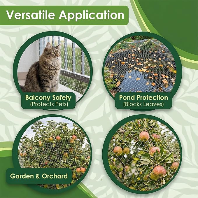 GWHOLE 9.8 x26 Ft Garden Netting with 1'' Square Mesh with Cable Tie for Fruit, Vegetable, Plant Trees Protection, White