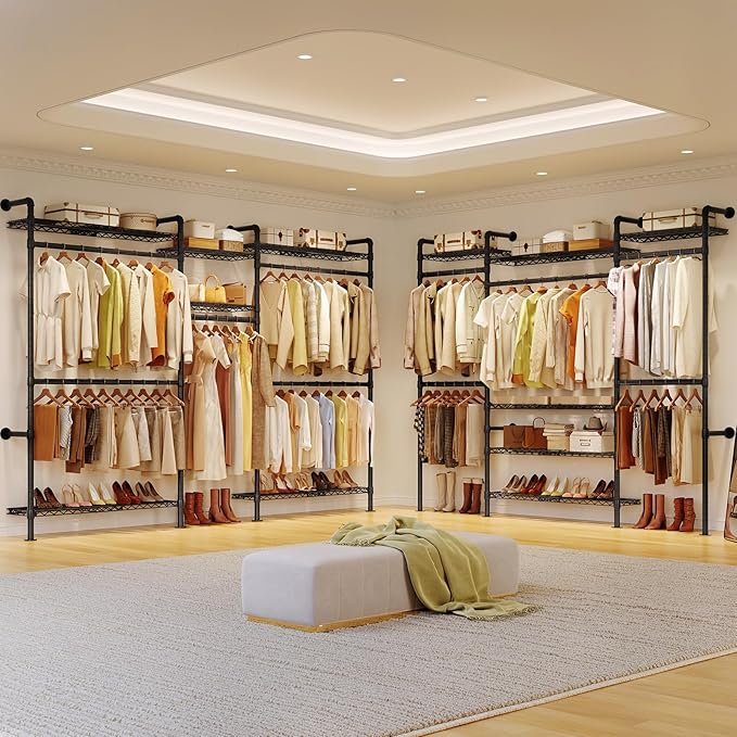 ONBRILL H3 Plus Expandable Wall Mounted Closet System, 5.7FT-8.2FT Closet