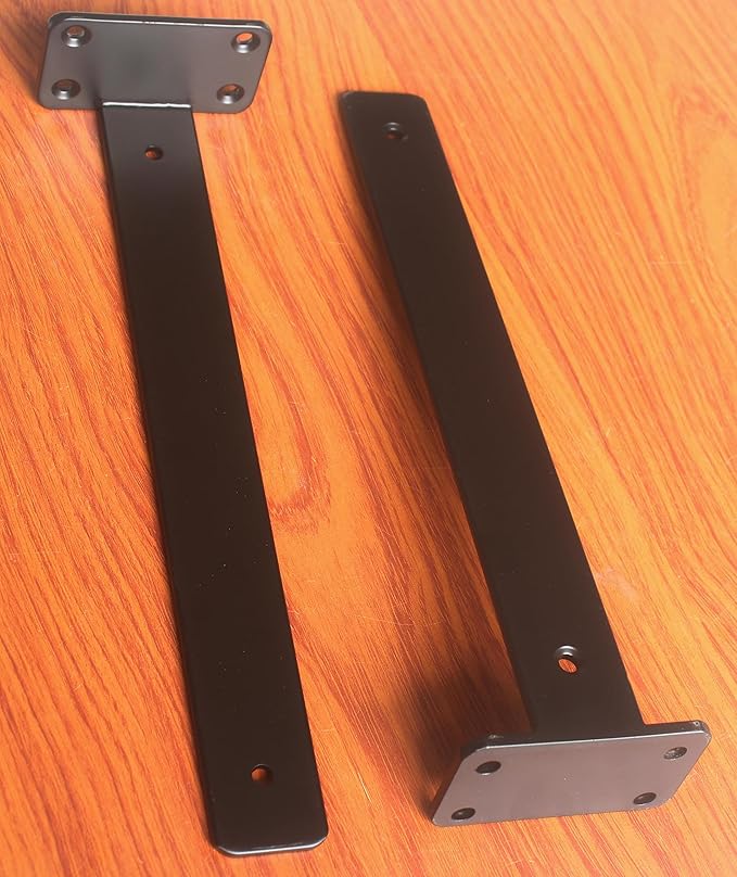 8 Pack - 12 inch Black Hidden L Shelf Bracket Iron Floating Shelf Brackets