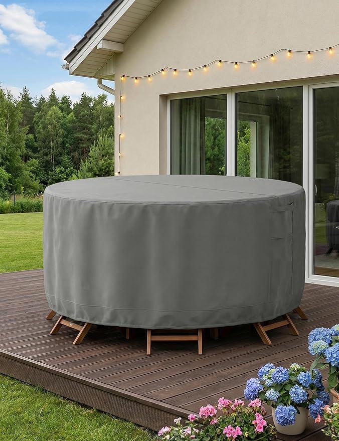 Patio Furniture Covers Waterproof, Outdoor Furniture Covers Waterproof Windproof with Padded Handles, Heavy Duty 600D Oxford Outdoor Table Chair Set Cover