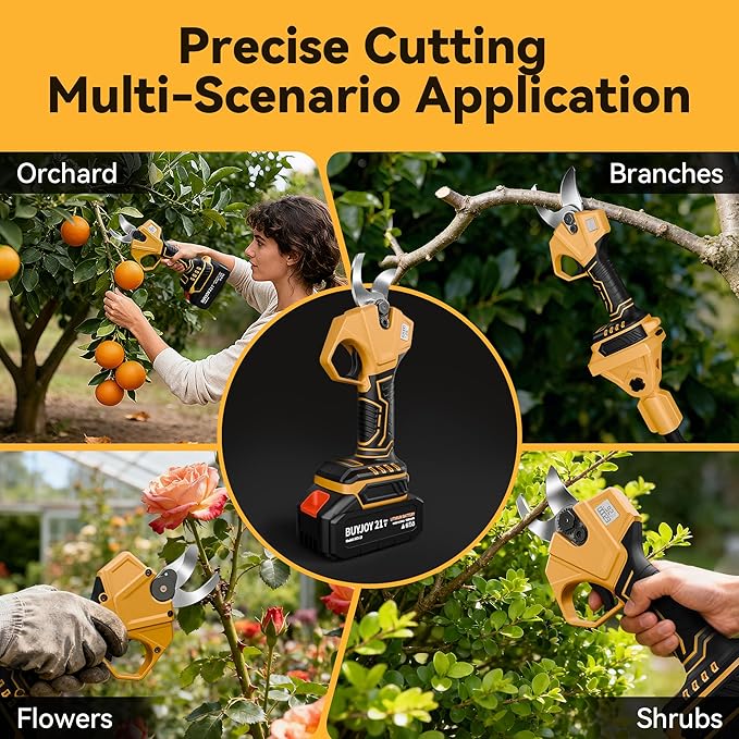 2-in-1 Pole Pruning Shears, 1.4" Cutting Diameter Cordless Electric Pole Pruners - Brushless Motor, 2x4.0Ah Batteries, Extra SK5 Blade, 4 Modes Adjustable Branch Cutter for Garden & Flower (Blue)