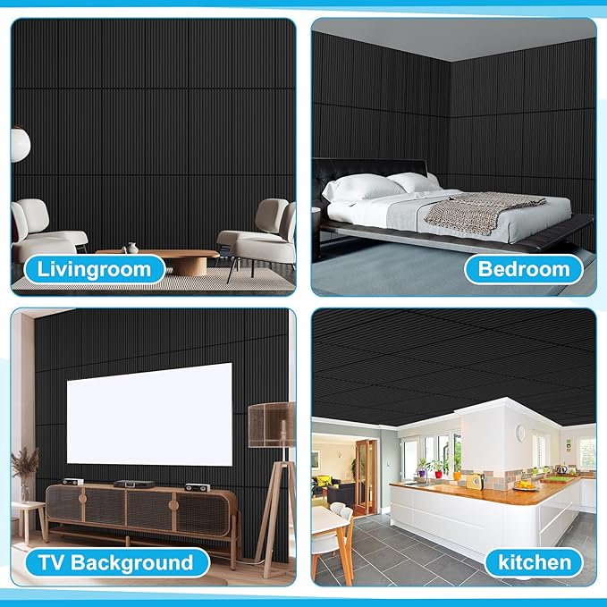 Nuanchu 18 Pack 4x2 FT 3D Slat Wall Panels Large PVC Fluted Panel Decorative
