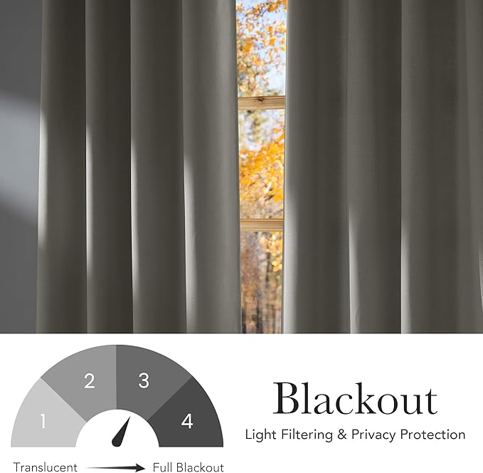 NICETOWN Natural Faux Linen Room Darkening Rod Pocket Curtains 63 inch Length