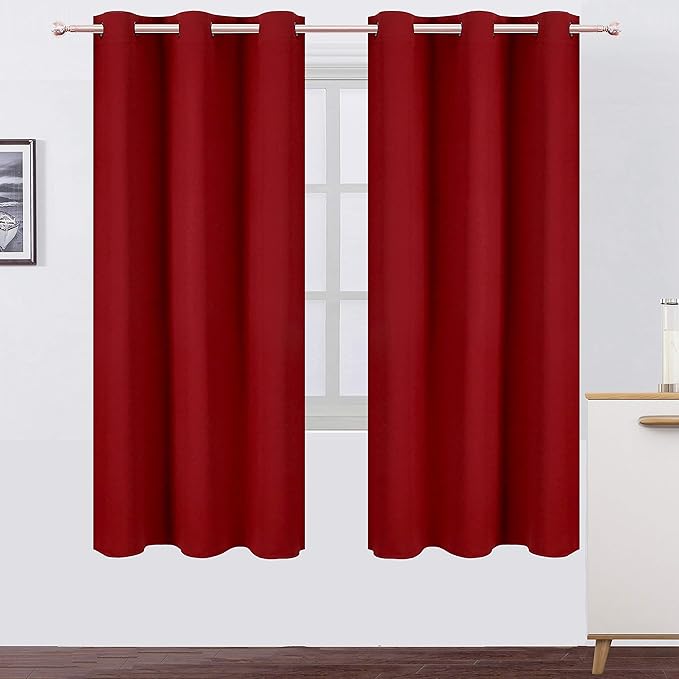 LEMOMO Red Thermal Blackout Curtains/42 x 72 Inch/Set of 2 Panels Room