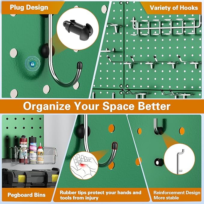 PegBoard, Heavy Duty Peg Board for Walls Home, Garage Tool Storage, Craft Room