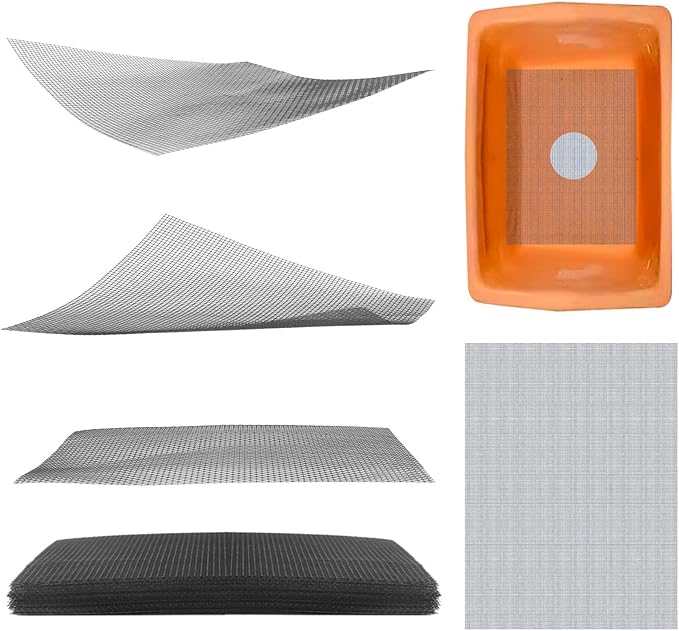 10 PCS Flower Pot Hole Mesh Pad, 8Ã12inch Squares Drainage Hole, Plant Pot Drainage Mat, Plant Potting Mat to Prevent Soil Loss, Gardening Gifts for Friend