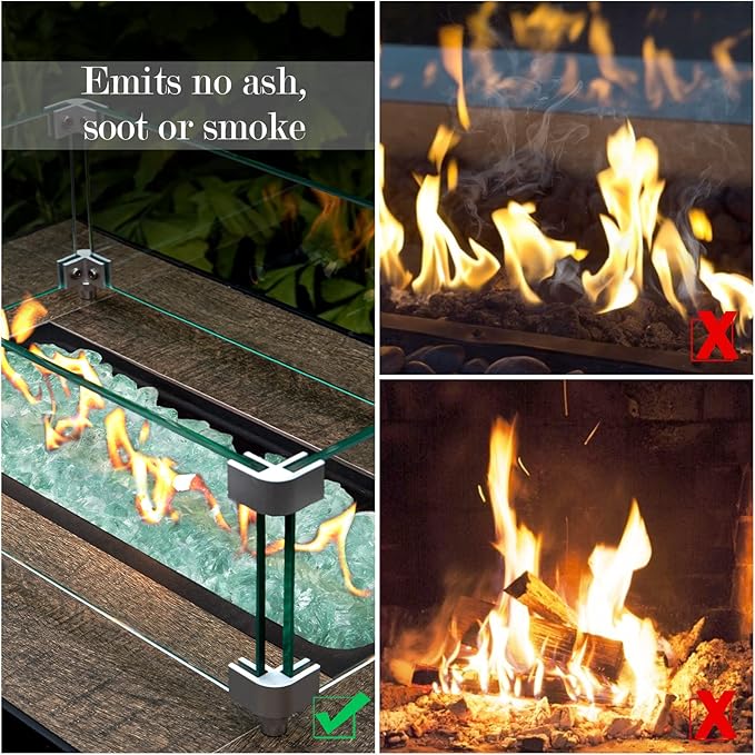GASPRO 20 lbs Fire Glass for Propane Fire Pit, 1/2-Inch Decorative Firepit Glass Rock for Gas Fireplace, Aqua