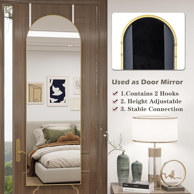 Arched Full Length Door Mirror 14x48, Metal Frame