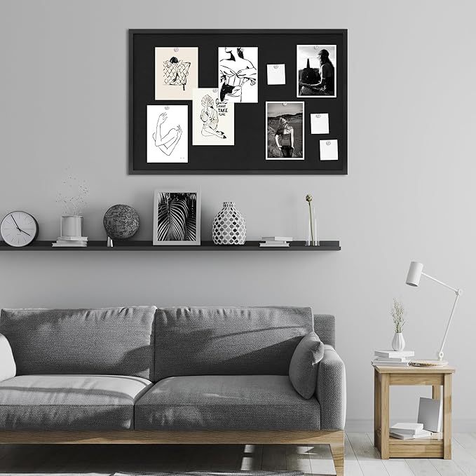 DAHAPYBOO Cork Board with Linen Black, Bulletin Board 36"x24", Corkboards