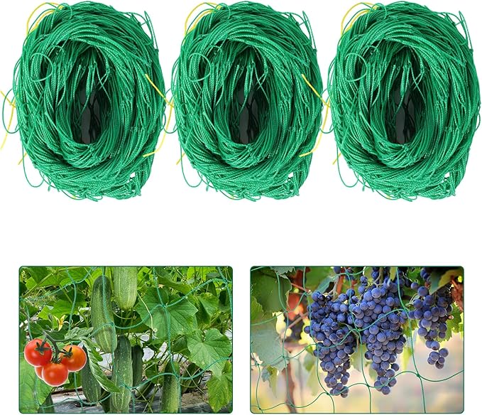 Kikhope Trellis Netting for Climbing Plant, 3 Pack 5.9x5.9 ft Heavy Duty Garden Trellis Netting for Cucumber, Vine, Tomato, Plants Trellis Net for Climbing Vine Plants Fruits & Vegetables