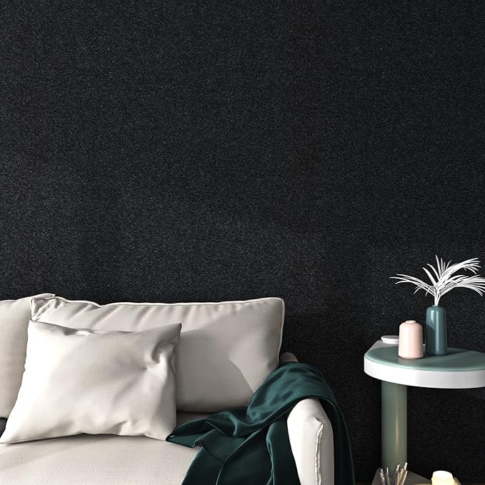 FunStick 15.8"x240" Self Adhesive Felt Fabric Sheets Black Velvet Fabric