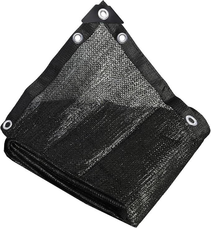 40% 6 ft X 8 ft Black Shade Cloth, Plant Cover Sun Block Screen Taped Edge with Grommets - for Outdoor Patio Tomatoes Barn Kennel Greenhouse