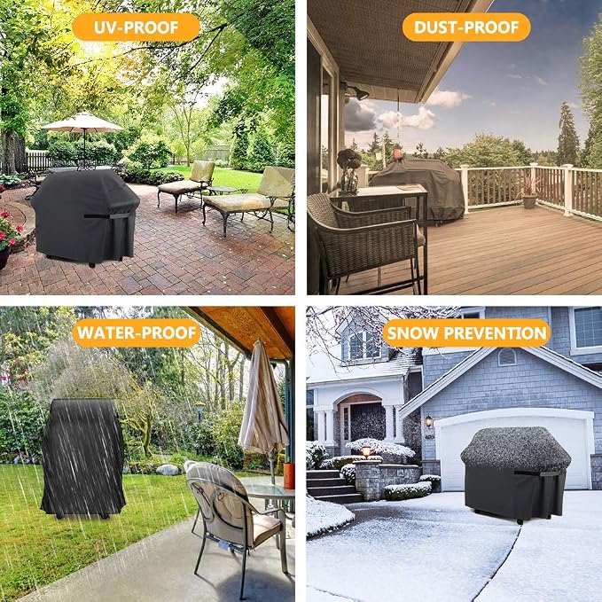 Grill Cover, 58-inch Heavy Duty Oxford Outside Waterproof Grill Covers, Dust-Proof Windproof UV Resistant BBQ Gas Cover Fit Most Brands Char Broil, Weber, Brinkmann, Holland