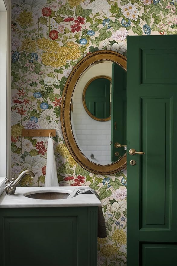 Floral Wallpaper Peel and Stick Boho Wall Paper Removable Waterproof