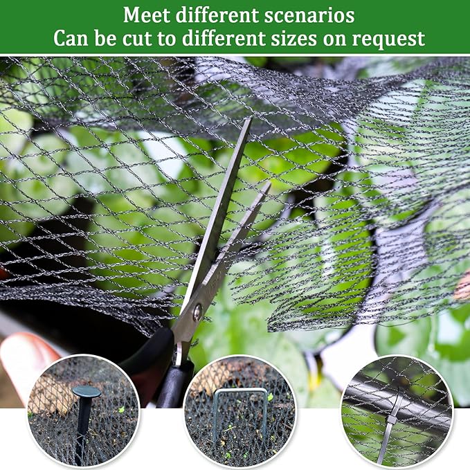 8 X 100 Ft Garden Netting, 5/8in Mesh Heavy Duty Bird Netting for Vegetable, Fruit Trees, Blueberry Bush Protection, Reusable Poultry Netting Against Birds, Deer, Rabbit and Cat, Chicken Coop Net