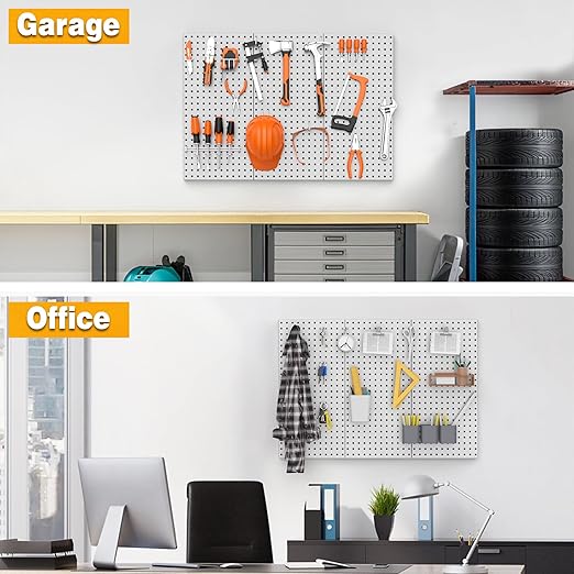 Pegboard Smith Metal Pegboard Panels 12" x 24", 3 Pack Grey Wall Mounted Tool