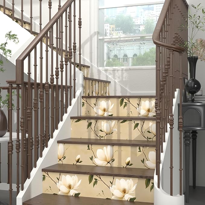 Vintage Floral Peel and Stick Wallpaper Khaki White Flowers Contact Paper