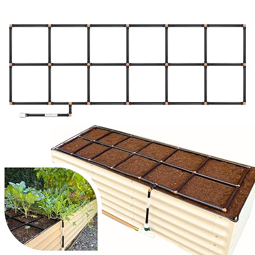 Garden Grid Watering System - 2x6 Standard | Raised Garden Bed Drip Irrigation System â But Better | Pre-Assembled, Waters Every Plant Evenly, 1-Min Setup | Square Foot Gardening | 22.5"x66"