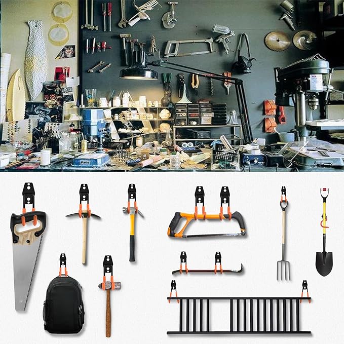24 Pack Garage Hooks Steel Heavy Duty Garage Storage Hooks Utility Steel Wall Mount Garage Hanger&Organizer for Bikes,Garden Tools, Ladders, Bulk Items,Ropes and More Equipment