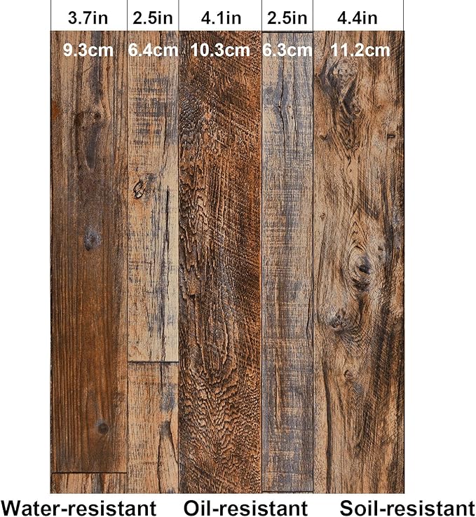 WENMER 17.71" x 1181" Brown Wood Wallpaper Peel and Stick Wallpaper Shiplap