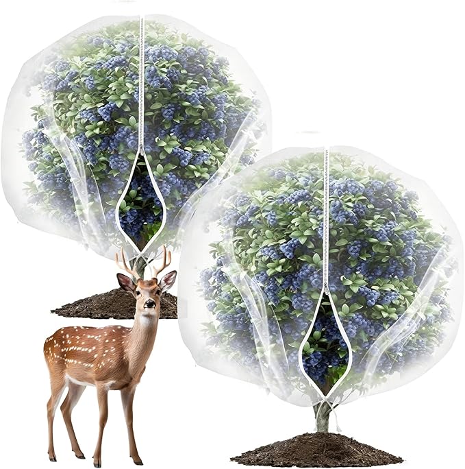 Bird Netting for Garden Protection, Fruit Tree Netting Bag with Zipper & Drawstring 2 Pack 5.3x6.6 Ft Reusable Garden Insect Netting Pest Barrier Mesh Cover for Vegetables,Bushes,Flowers and Plants