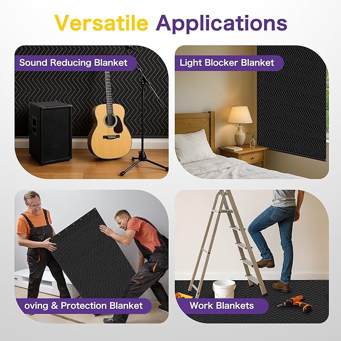 2 PCS Extra Large Sound Dampening Blanket, Noise Cancelling Studio Acoustic