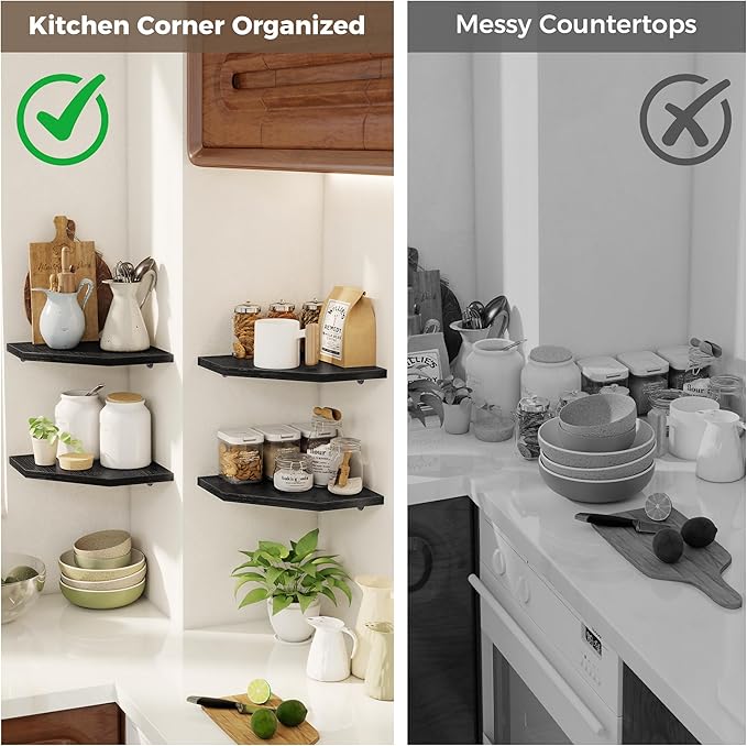 Corner Shelves 4-Pack for Bathroom & Kitchen, Space-Saving Floating Corner Wall