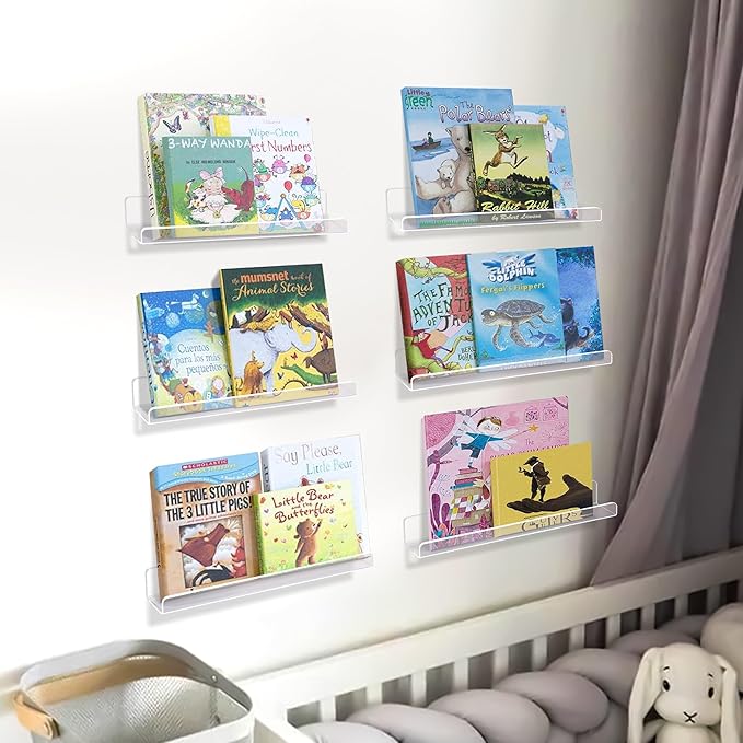 upsimples 10 Pack Clear Acrylic Shelves, 1.7" x12" Clear Wall Shelves