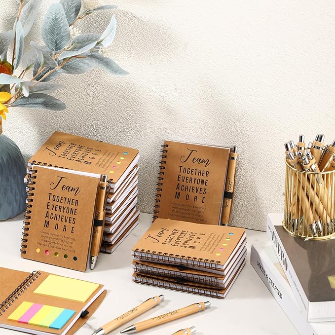 Jetec Inspirational Notebooks Bulk Spiral Notebook with Sticky Notepad Motivational Pens Valentines Day Gifts for for Employee Coworker Nurse Staff Teacher Nurse Volunteer(25 Sets,Team)