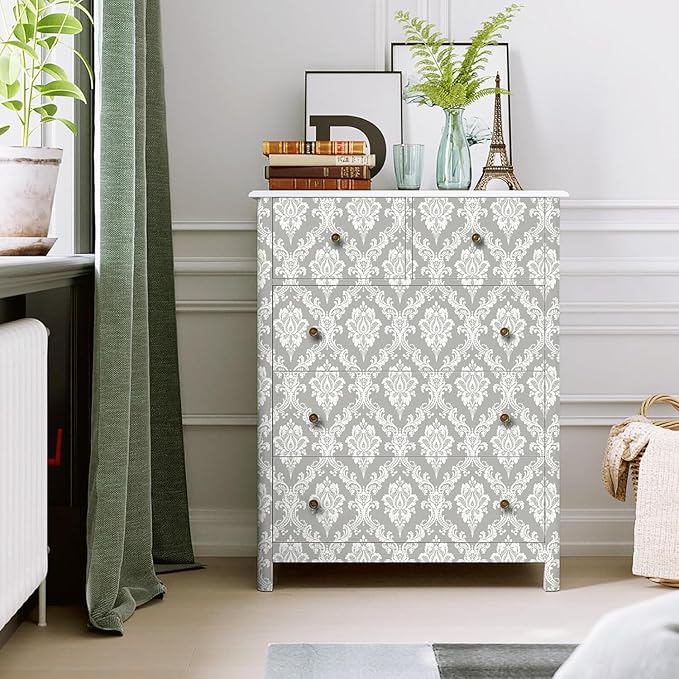 Peel and Stick Wallpaper Grey and White Damask Wallpaper