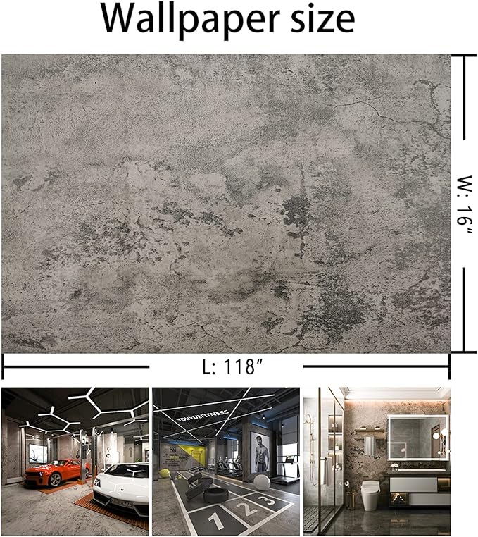 BAYYA Cement Gray Contact Paper Concrete Peel and Stick Wallpaper Industrial