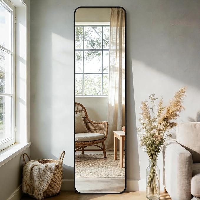 Delma Full Length Mirror, Wall Mounted, Freestanding or Leaning, Rounded