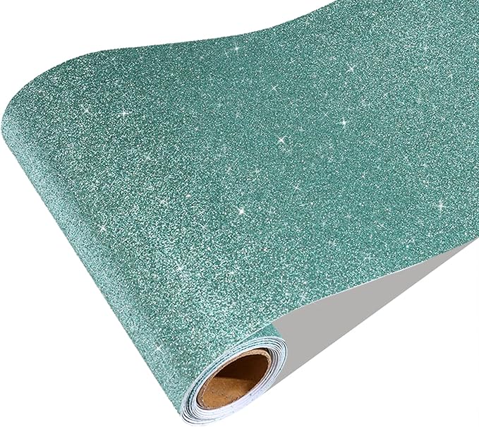 CRE8TIVE Light Teal Glitter Wallpaper Border Sparkle Glitter Wallpaper Stick