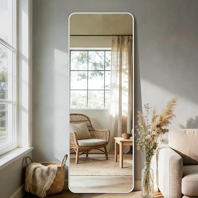 Delma Full Length Mirror, Wall Mounted, Freestanding or Leaning, Rounded