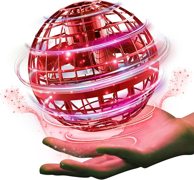 Ciniffo Flying Orb Ball 2025, Hand Controlled Boomerang Spinner Mini Drone Cosmic Globe Toy, Cool Toys Gift for 6 7 8 9 10+ Year Old Boys Girls Teens Outdoor Toys(Red)