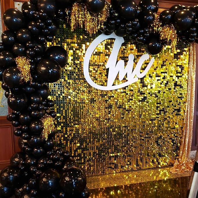 COKAOBE Gold Shimmer Wall Backdrop, 24 Panels Square Sequin Shimmer Backdrop