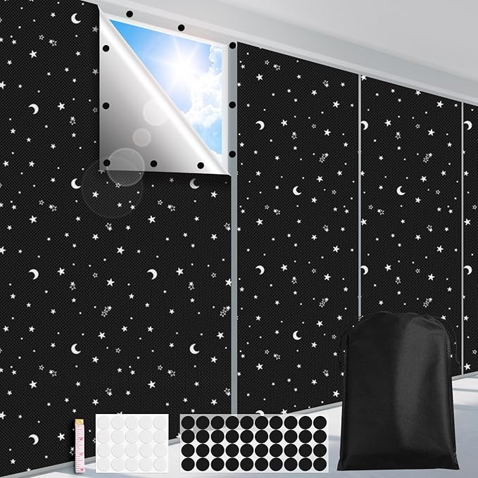 FADOTY 100% Blackout Window Cover Film, Portable Black Out Curtains