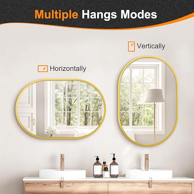Bathroom Mirror for Wall, Metal Framed Vanity Mirror