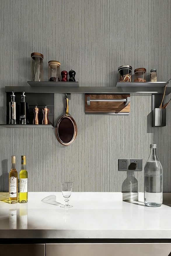 Grey Grasscloth Wallpaper Peel and Stick Textured Wallpaper