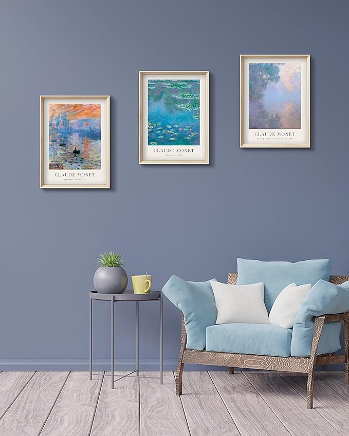 Framed Claude Monet Water Lilies Canvas Wall Art, Vintage Impressionist