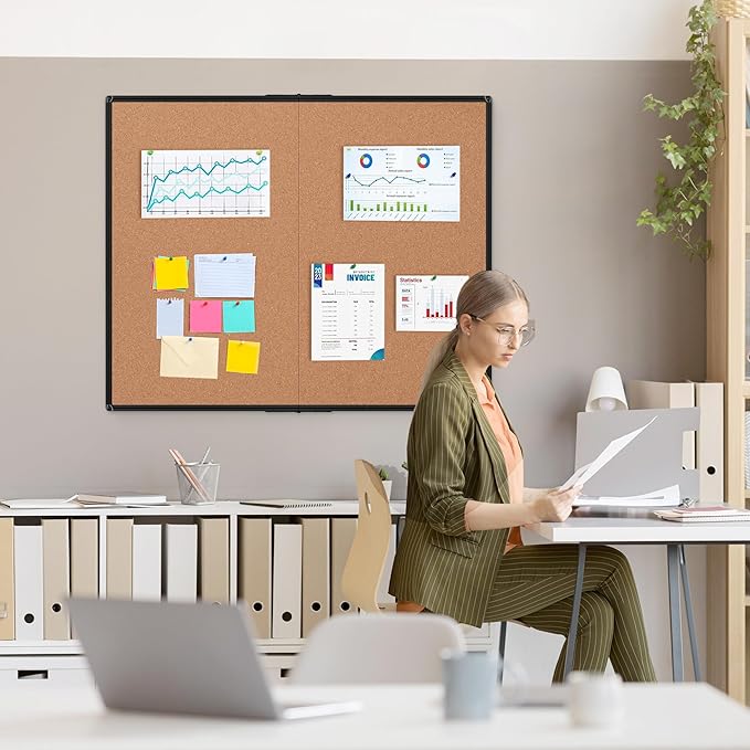 Extra Large Cork Bulletin Board 48" X 48", Foldable Notice Pin Board