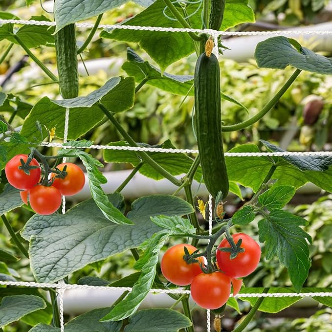 Mellbree Trellis Netting for Climbing Plants, 24.6x6.6FT, 2Packs Heavy Duty Trellis Net for Climbing Plants Outdoor, Cucumber, Tomatoes, Peas, Vegetable and Vine