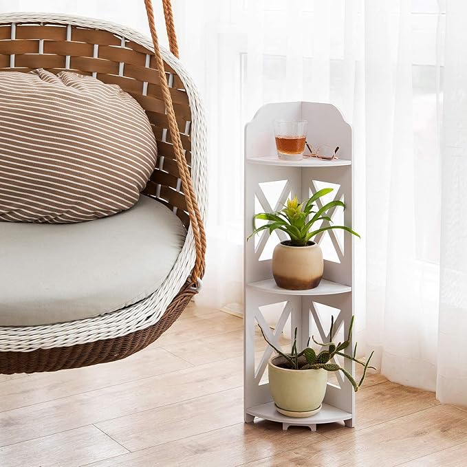 J JINXIAMU Corner Shelf Stand, Storage Organizer Great