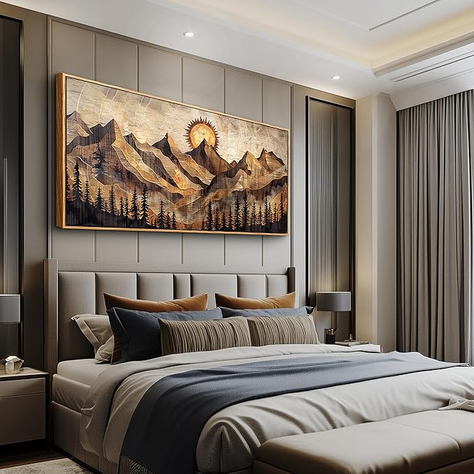 QIYILEXWART Canvas Wall Art For Living Room Wall Decor For Bedroom Office Wall Decoration Mountain Sun Landscape Painting Farmhouse Pictures Artwork Room Aesthetic Home Decor 20x40 In