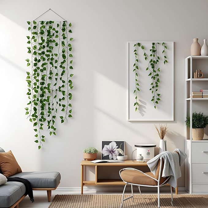 450 Feet 60 Pack Fake Greenery Hanging Garland, Artificial Ivy Leaf Plants
