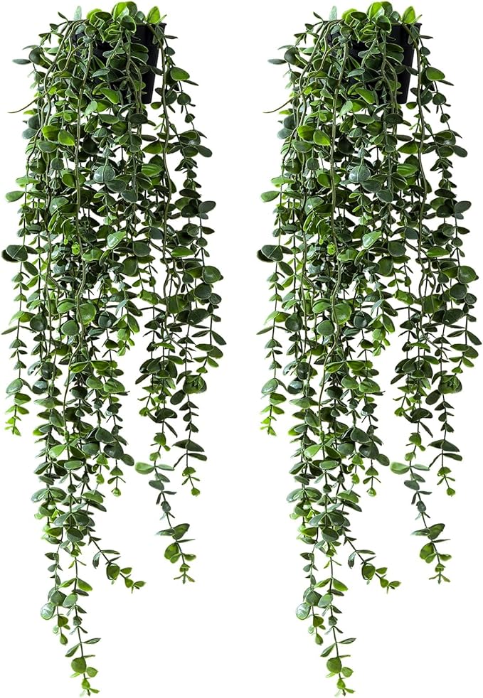 Artificial Hanging Plant 2 Pcs Faux Plant Ivy Vine Faux Eucalyptus Vines Fake