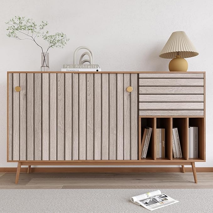 VEELIKE Rustic Grey Oak Wood Slat Peel and Stick Wallpaper 24''x118'' Faux Wood