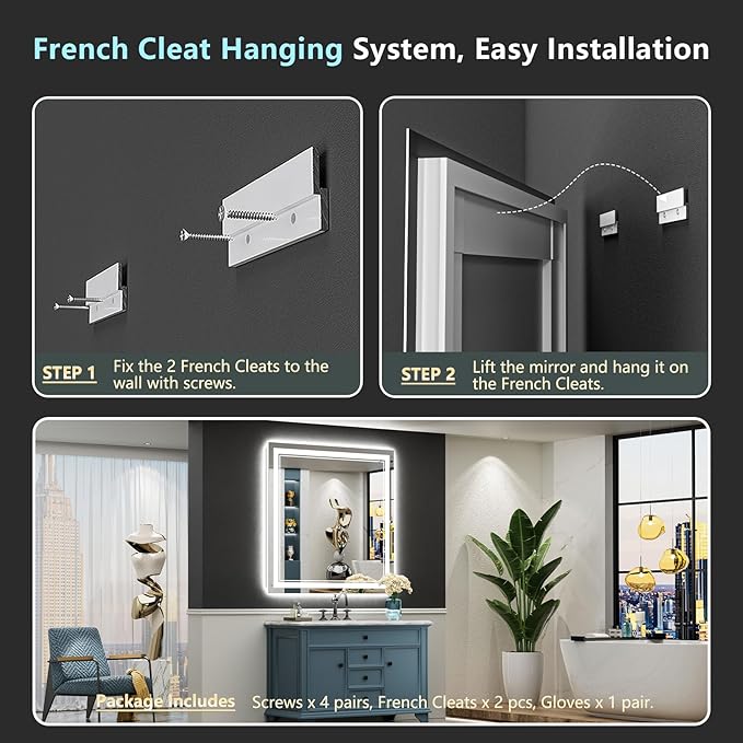 36x36 LED Bathroom Mirror with Lights, Backlit and Front Lit Anti-Fog Lighted